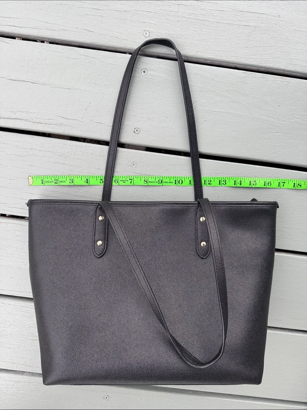 Coach Black Crossgrain Leather City Zip Tote